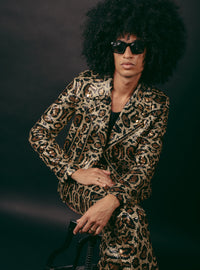 Leopard Sequin Biker Jacket